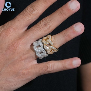 Anillo de Cóctel de Lujo con Moissanita y Oro de 18K, Corte Brillante Redondo, Engaste Pavé, Diseño Geométrico, Joyería Unisex para Fiestas - Product Image 5