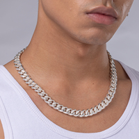 12mm Cuban Link Chain Hommes Femmes Cadeaux En Acier Inoxydable 316L Plaqué Argent 18/20/22/24/26 Pouces Collier En Argent Sterling 925