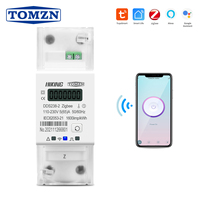 TOMZN Passerelle Zigbee Tuya Monophasé 65A Rail DIN Compteur d'énergie intelligent WIFI avec minuterie et moniteur de consommation kWh Wattmètre 110V 220V 50/60Hz