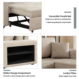 Modern L Shape 3 Seat Reversible Sectional Couch Pull Out Sleeper <b>Sofa</b> With Storage Chaise And 2 Stools For Living Room - Product Image 4