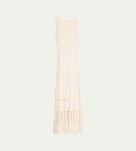 Nuovo Arrivo 2026: <span class=keywords><strong>Abito</strong></span> Lungo Estivo Elegante Senza Maniche in Maglia Bianca con Intagli a Occhiello e Balze, Ideale per Feste in Spiaggia e Occasioni Casual da <span class=keywords><strong>Donna</strong></span> - Product Image 5