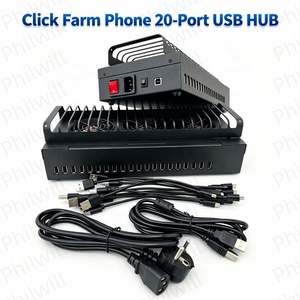 110V 220V Desktop Click Farm 20-Port USB <b>HUB</b> Multiple Mobile Phone Splitter Compatible Management Software 20 USB <b>HUB</b> Chassis - Product Image 1
