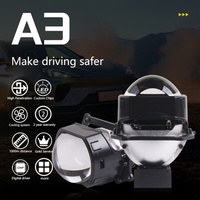 SANVI 58W 6000K A3 Phare de voiture à lentille de projecteur LED carrée de 3 pouces, kit de lampe de voiture à corps court pour lentille de projecteur LED carrée de 3 pouces