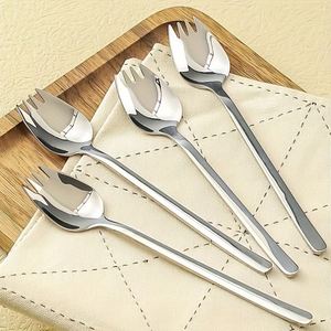Wholesale Stainless Steel Salad Spork Fruit and <b>Dessert</b> <b>Fork</b> Long Handle Western Dinner <b>Fork</b> for Restaurants Parties Families - Product Image 1