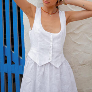 Abiti Casual 2024 nuova moda Sexy senza maniche canotta Hot Pants donna due pezzi all'ingrosso set camicia da notte biancheria all'ingrosso - Product Image 2