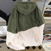 Sweat-shirt en molleton à blocs de couleur contrastés personnalisé OEM pour femme, épais et chaud, en fausse fourrure, style Teddy Sherpa surdimensionné