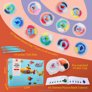 Lot de 12 couleurs d'argile à séchage à l'air, non toxique, écologique, pour loisirs créatifs d'enfants, avec outils complets et guide d'artisanat - Product Image 2