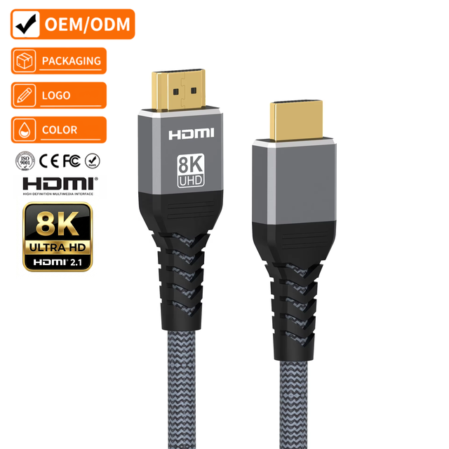 8K HDMI 2.1 Cable 8K 60Hz 4K 120Hz 48Gbps High Speed with 3D Support HDMI 2.1 UHD Cable for HDTV Projector PC Monitor
