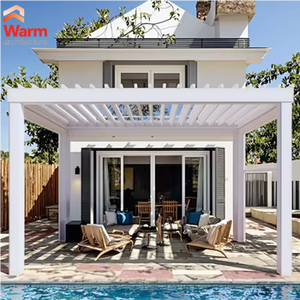 OEM/ODM Pergola elettrica <span class=keywords><strong>Gazebo</strong></span> giardino esterno pergolato in alluminio Pergola luci archi perbores personalizzazione WPC pavimento - Product Image 5
