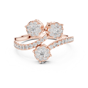 Bague en or rose sertie de diamants, bijou élégant et moderne, brillant, pour femme, choix idéal pour un mariage, des fiançailles et un cadeau d'anniversaire - Product Image 1