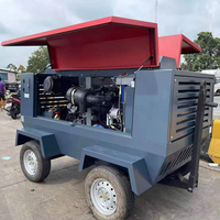 Compresseur d'air diesel mobile portable haute pression Hongwuhuan 400 cfm 357 cfm 13 bar pour forage de puits d'eau et extraction d'or