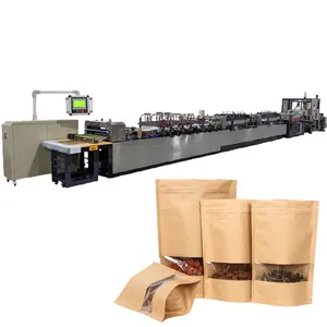 Máquina de fazer sacos de papel para indústria, embalagem kraft com bolhas pequenas, pacote automático cáqui assado quadrado, embalagem para embalagem
