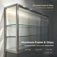 Vitrine murale en verre personnalisée et polyvalente avec éclairage LED, niveaux réglables, design écologique, pour présentation de produits en magasin