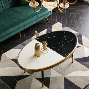 <strong>Mid</strong> <strong>century</strong> Luxury Modern Style French Calcutta Viola Marble Country Sintered Stone Oval Stone Coffee <strong>Table</strong> for Living Room - Product Image 1