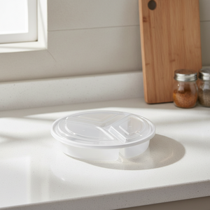 HACAMY 3-Compartment <b>Stackable</b> Disposable PP Plastic Microwavable Food <b>Storage</b> <b>Container</b> with Airtight Lid - Product Image 1
