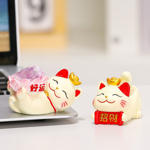 Lucky Cat Figurine Resin Multi Piece Set Feng Shui <b>Desk</b> Ornament Chinese New Year Decoration Office Supply - Product Image 3
