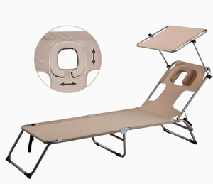 Tumbonas Plegables Personalizadas de Fábrica con Toldo Ajustable, Silla Reclinable Portátil de Alta Resistencia para Playa, Patio y Exteriores - Product Image 2