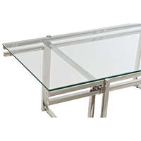 Table basse en acier inoxydable avec plateau en verre 120x60x45cm finition argentée