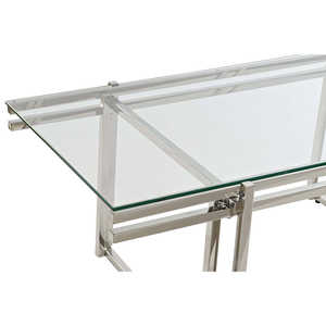 STAINLESS STEEL <b>COFFEE</b> <b>TABLE</b> with GLASS 120x60x45 <b>SILVER</b> - Product Image 2