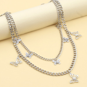 โซ่คาดเอวสองชั้นทำจากสังกะสีอัลลอยสายโซ่แฟชั่นแบบลำลองรูปผีเสื้อกลวง - Product Image 3