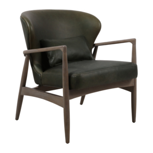 Poltrona Moderna in Pelle e Legno per Soggiorno, Camera da Letto, Ufficio, Sedia Lounge - Product Image 1
