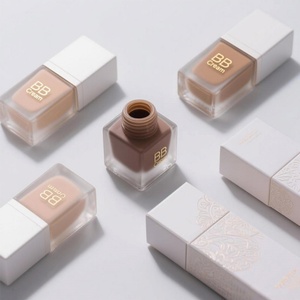 Emballage cosmétique pour soins de la peau, flacon en verre givré vide pour huile, sérum, lotion, avec tête de pompe en plastique blanc - Product Image 1