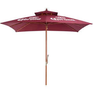 Paraguas de madera personalizado de 1,6 m y 2m con sombrilla de playa Push Open <span class=keywords><strong>Pin</strong></span> Stop <span class=keywords><strong>Parasol</strong></span> de tela de poliéster de madera para Lucky Lager - Product Image 5