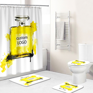 Juego <span class=keywords><strong>de</strong></span> <span class=keywords><strong>Baño</strong></span> <span class=keywords><strong>de</strong></span> 4 Piezas con Cortina <span class=keywords><strong>de</strong></span> Ducha Impermeable con Logo <span class=keywords><strong>de</strong></span> Marca <span class=keywords><strong>de</strong></span> Lujo Impresa a Medida - Product Image 2