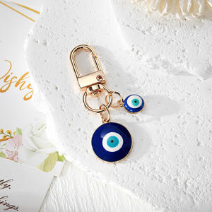 Nouveau design Porte-clés Œil de protection en métal doré avec pendentifs Cœur, Étoile, Hexagone, Amulette porte-bonheur - Product Image 3
