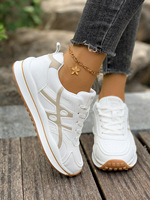 Chaussures de course légères et respirantes pour femmes, semelle épaisse, tige en PU, semelle intermédiaire en PVC, semelle extérieure en coton, style Forrest Gump