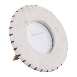 Cornice rotonda in marmo Terra Luna 4x4 pollici per decorazioni da tavolo per la casa - Product Image 2