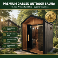Nikmati Ruang Sauna Listrik Luar Ruangan Besar yang Dapat Disesuaikan, Terbuat dari Kayu Cedar Kanada Solid, untuk Halaman Belakang Villa, 9KW Uap Kering, Garansi 1 Tahun