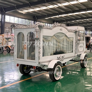 รถศพไฟฟ้าสไตล์ยุโรปตกแต่งอย่างหรูหรา พร้อมม่านระบาย รถขนส่งศพสี่ล้อสำหรับสุสาน - Product Image 6