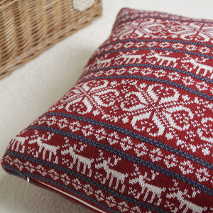 Bonne qualité <span class=keywords><strong>rouge</strong></span> motifs ethniques floraux <span class=keywords><strong>pull</strong></span> crochet laine tricoté noël coussin taie d'oreiller couverture - Product Image 3