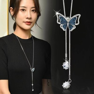 Collier long simple pour femme, style coréen, motif serpent perlé et végétal, inaltérable, pour pull automne/hiver - Product Image 3