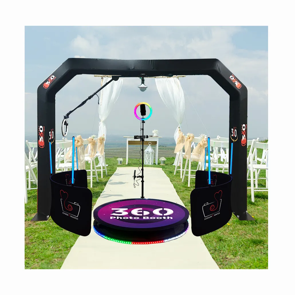 Articles de fête Baterias 360 Photo Booth avec accessoires gratuits Sleek 360 Booth Photo pour la fête de mariage utilisée