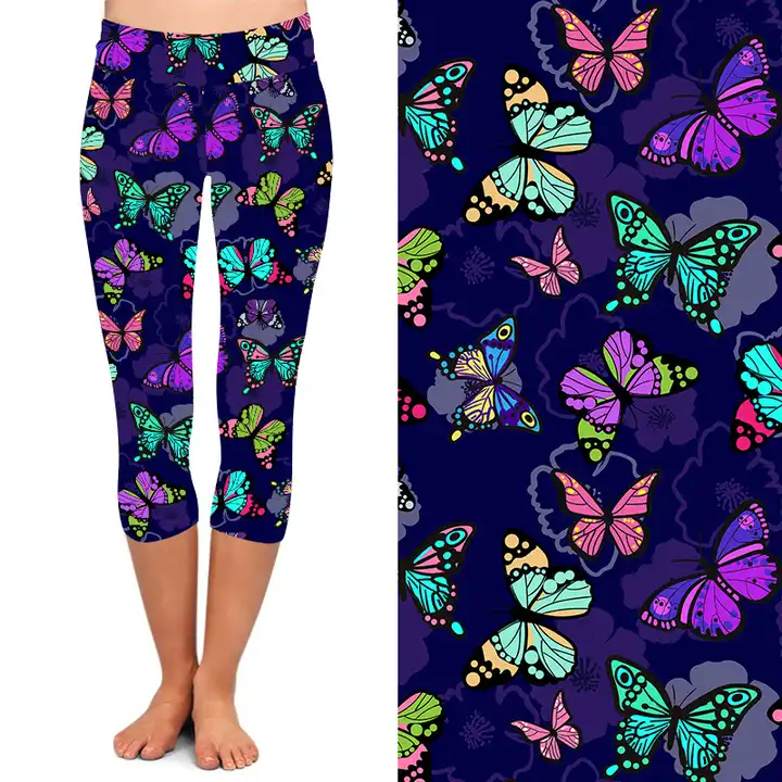 summer capri butterfly digital printed leggings