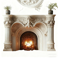 Cheminée en marbre naturel sculpté à la main de haute qualité, design français, moderne, autoportante, pour salon ou hôtel