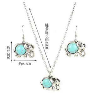 طقم مجوهرات هندي على شكل فيل، تصميم بوهيمي بسيط عتيق، مجوهرات تبتية بوهيمية مع الفيروز - Product Image 4