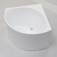 Baignoire Spa d'Angle Autoportante Moderne en Acrylique avec Massage par Air, Blanc Brillant, Écologique, pour Petits Espaces, avec Vidange Centrale