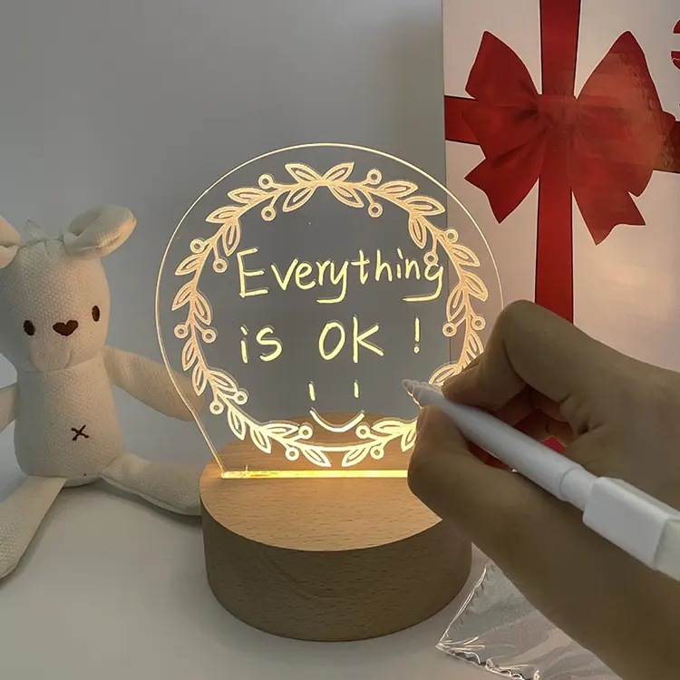사용자 정의 사진 창조적 인 3D 메시지 보드 램프 아크릴 테이블 책상 기지 빛나는 Led 크리스마스 램프 아이의 방 장식 가까이