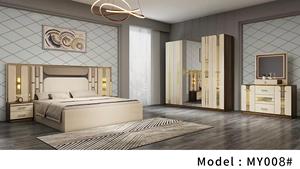 Ensemble complet de meubles de chambre à coucher en bois MDF, lit capitonné en tissu de style turc, luxe, taille king - Product Image 2