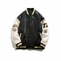 Veste universitaire personnalisée de style californien, noir et blanc, logo personnalisé, broderie d'hiver, ODM OEM en stock