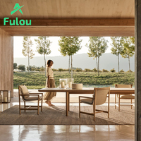 Ensemble de table à manger d'extérieur en teck massif, durable et imperméable, pour hôtel, villa, jardin, salle de banquet, salon, maison, style yacht de luxe moderne