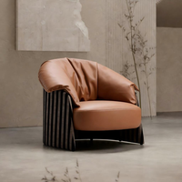 Fauteuil de salon moderne de luxe avec rembourrage en mousse 45D et fibres de plumes, base en acier carbone, fauteuil d'appoint rembourré pour salon
