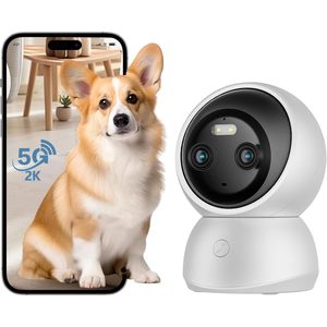 Caméra de sécurité TBCR à double objectif 2K, surveillance intérieure à 360 degrés pour animaux de compagnie avec suivi de mouvement, vision nocturne couleur, WiFi, surveillance des bébés et des animaux - Product Image 1