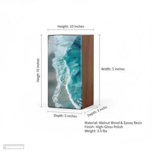 Urne funéraire rectangulaire en époxy et bois, surface polie, pour crémation, vente en gros - Product Image 4