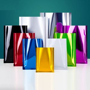 Цветные глянцевые пакеты-стойки из алюминиевой фольги с индивидуальным логотипом, любого размера, с открытым верхом, термосвариваемые, для пищевых продуктов и подарков, 100 шт., экологичные - Product Image 2