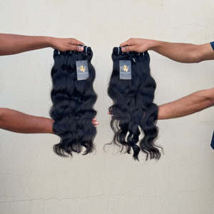 Lots de cheveux naturels non traités de temple indien, vente en gros de mèches de cheveux humains, extensions de cheveux vietnamiens ondulés, fournisseurs - Product Image 1
