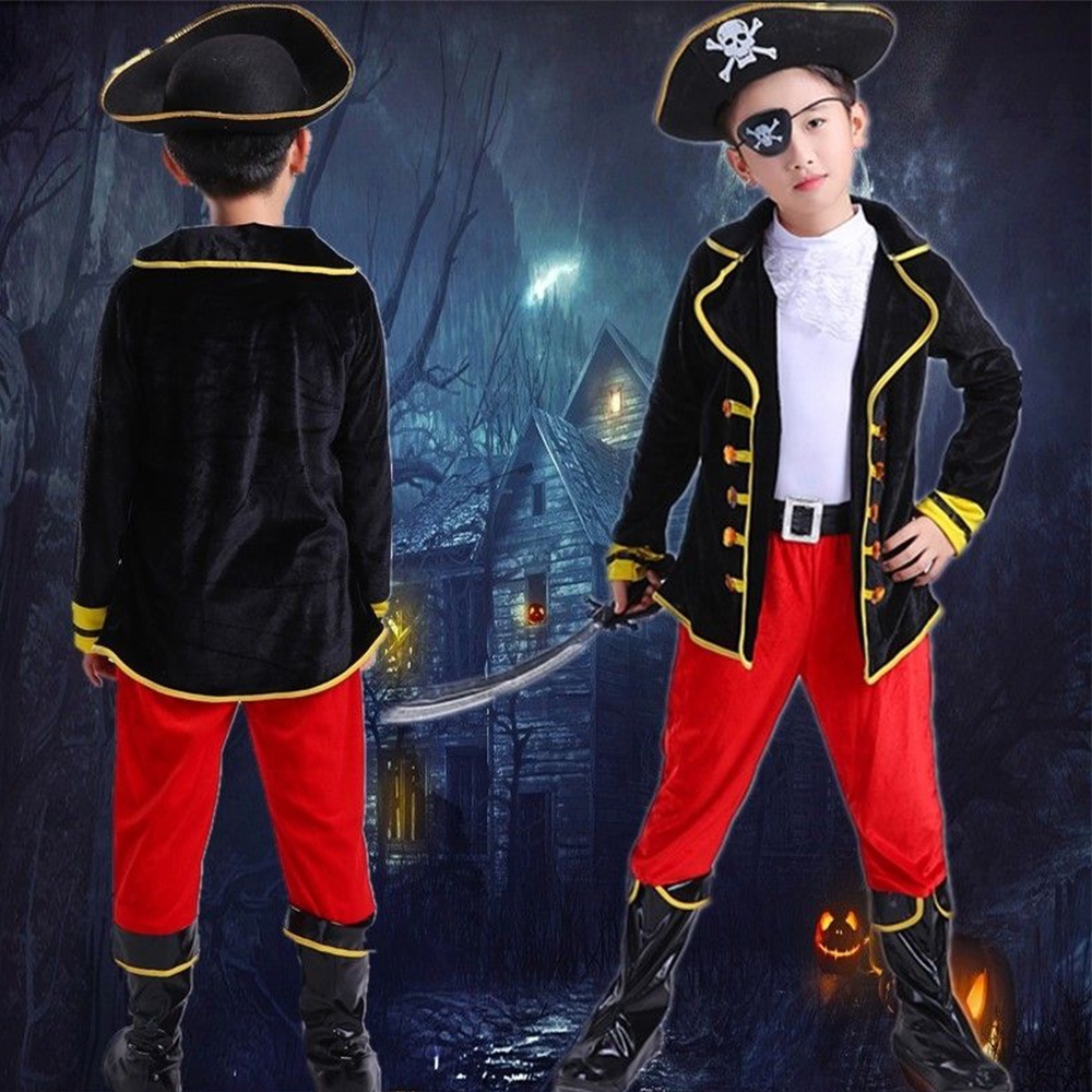 SEA HARE Deluxe Herren Piraten Kostüm – Inkl. Hut, Jacke, Weste, Hemd, Hose, Gürtel & Stiefelüberzüge – 2 Größen – Für Mottopartys & Halloween